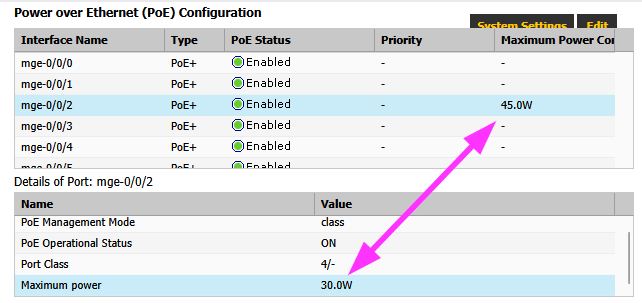 EX4100-48MP PoE Max Power